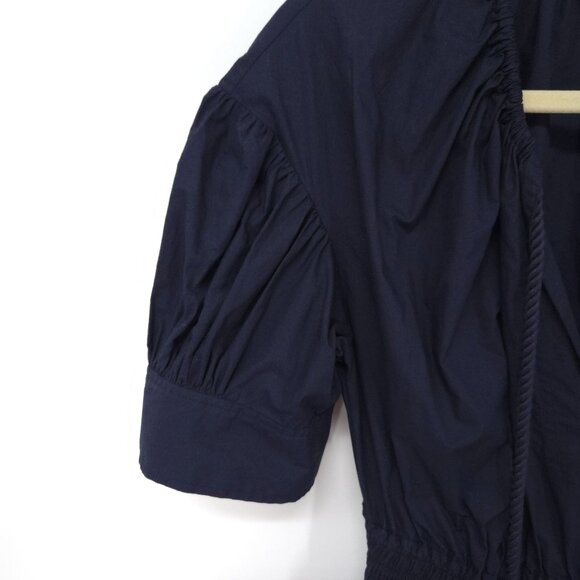 A.L.C. Blue Becca Midi Dress with Puff Sleeves and Flared Skirt Women's Size 8 - Picture 3 of 12